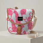 Mongoose Pom Pom Bag in Leopard Coral-Mint