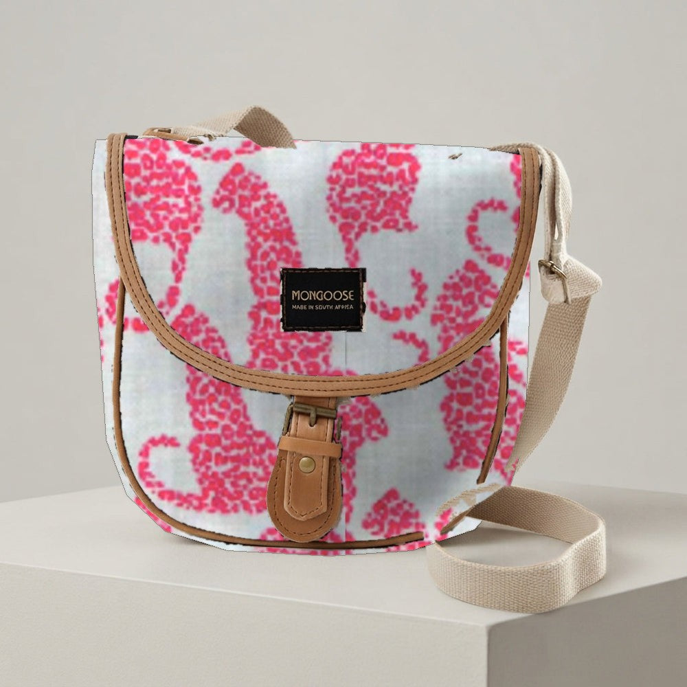 Mongoose Pom Pom Bag in Leopard Coral-Mint