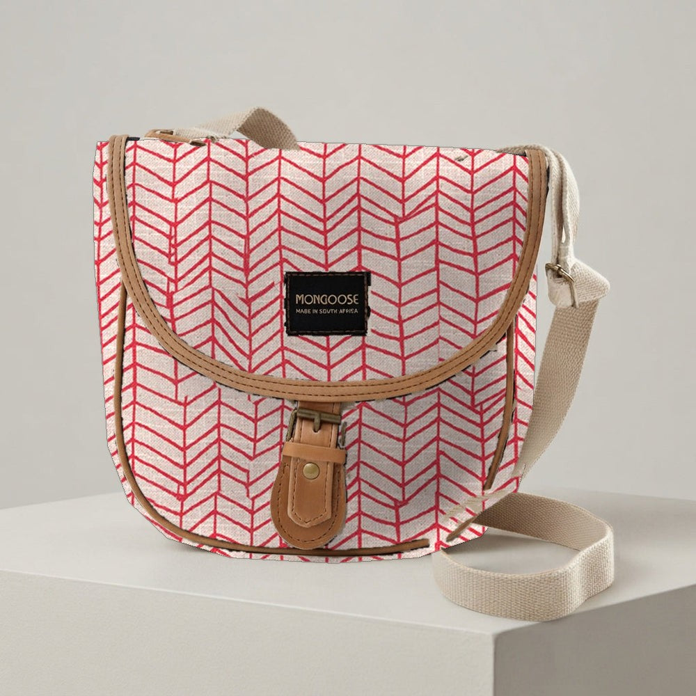 Mongoose Pom Pom Bag in Fishbone Red-Natural