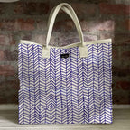Mongoose Carry Beach Bag in Fishbone Indigo-Natural