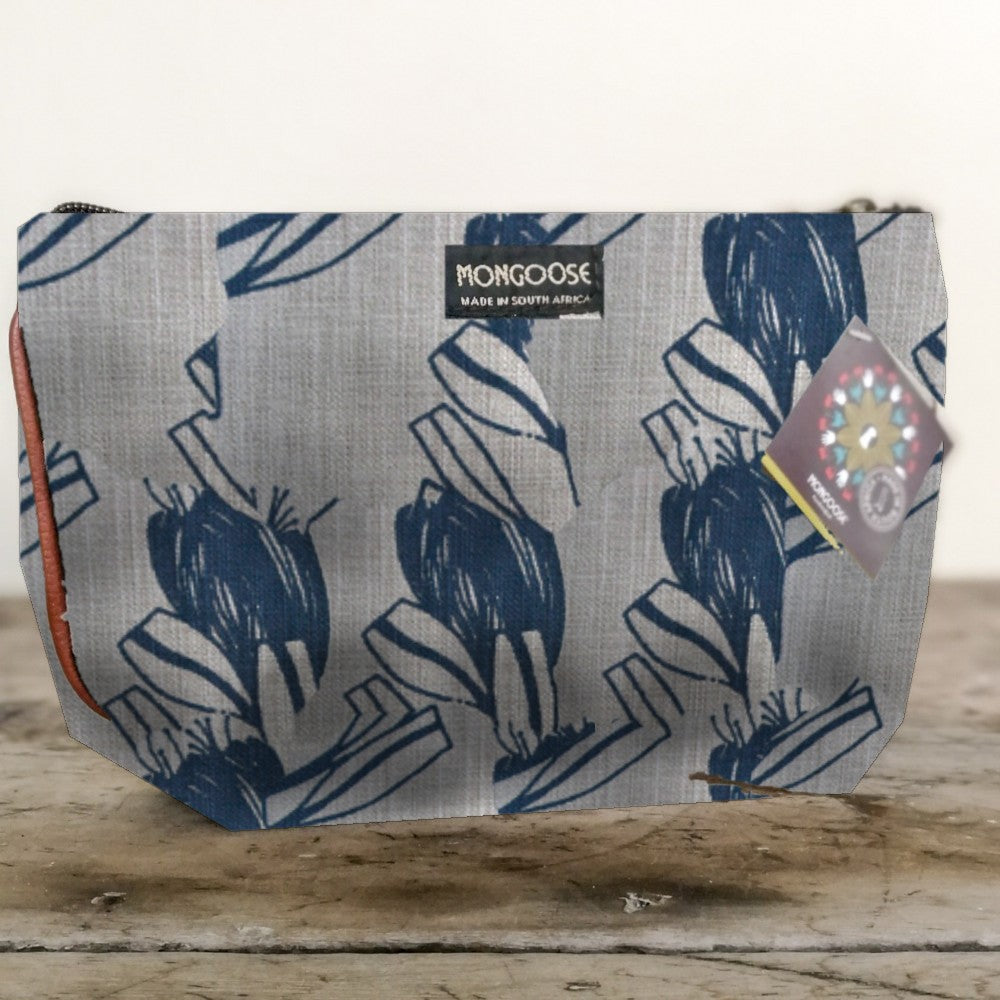 Mongoose Makeup Bag in SugarBush Teal-Natural