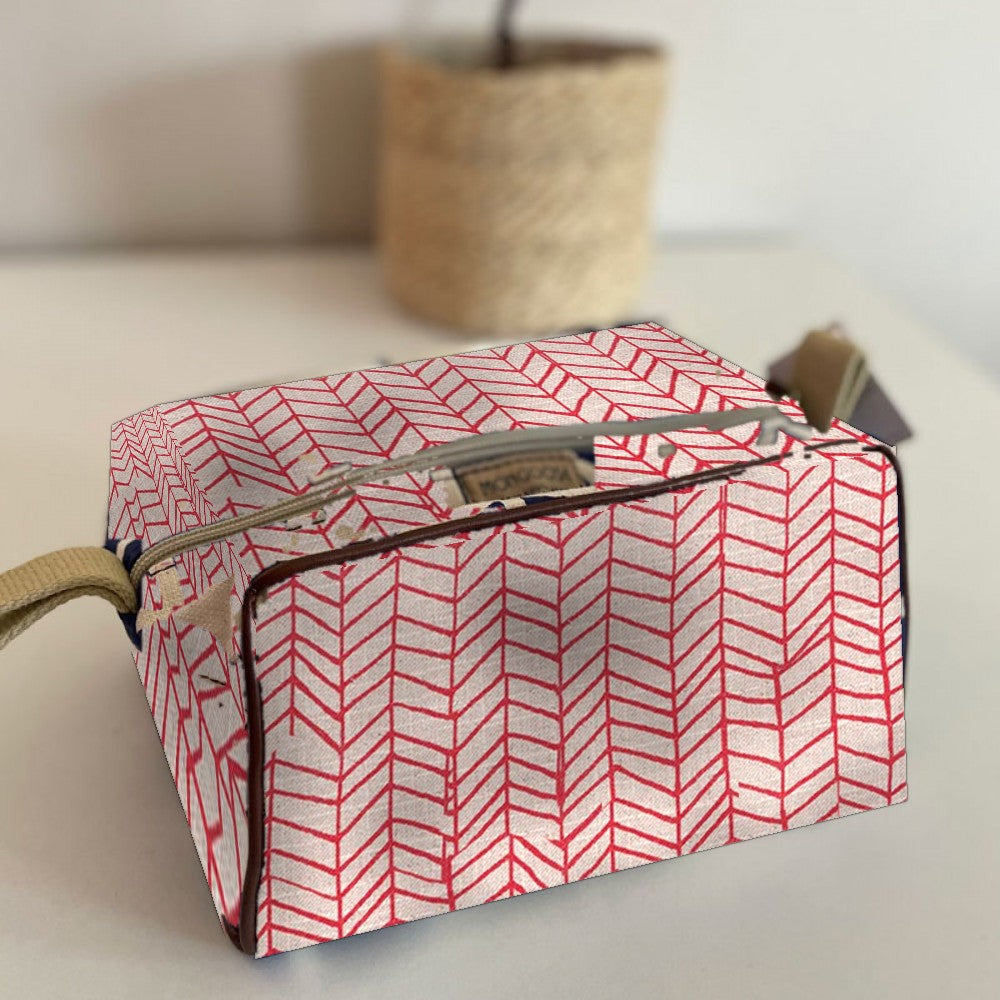 Mongoose Toiletry Bag in Fishbone Red-Natural