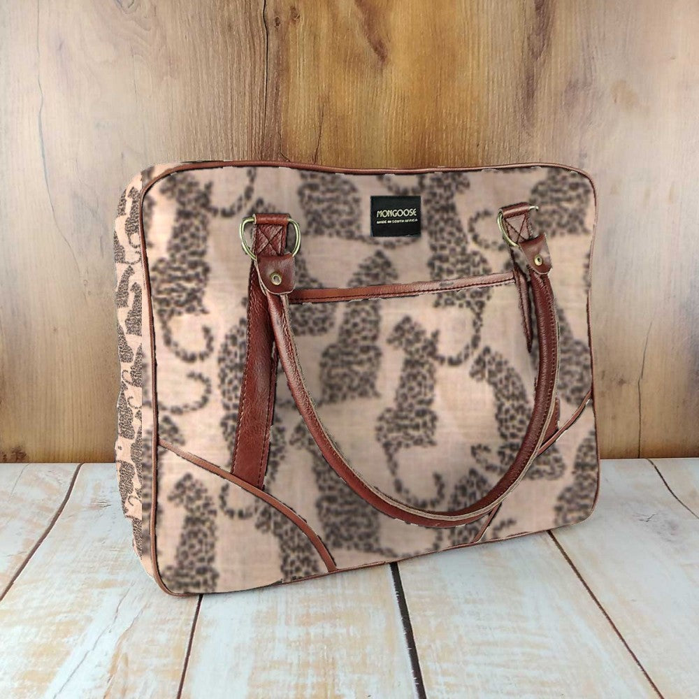 Mongoose Large Day Bag in Leopard Charcoal-Natural