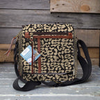 Mongoose Passport Cross Body Bag in Leopard Spots Natural-Black