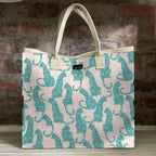 Mongoose Carry Beach Bag in Leopard Teal-Natural