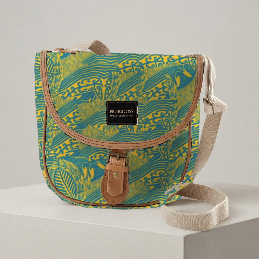 Mongoose Pom Pom Bag in Koru Teal-Mustard