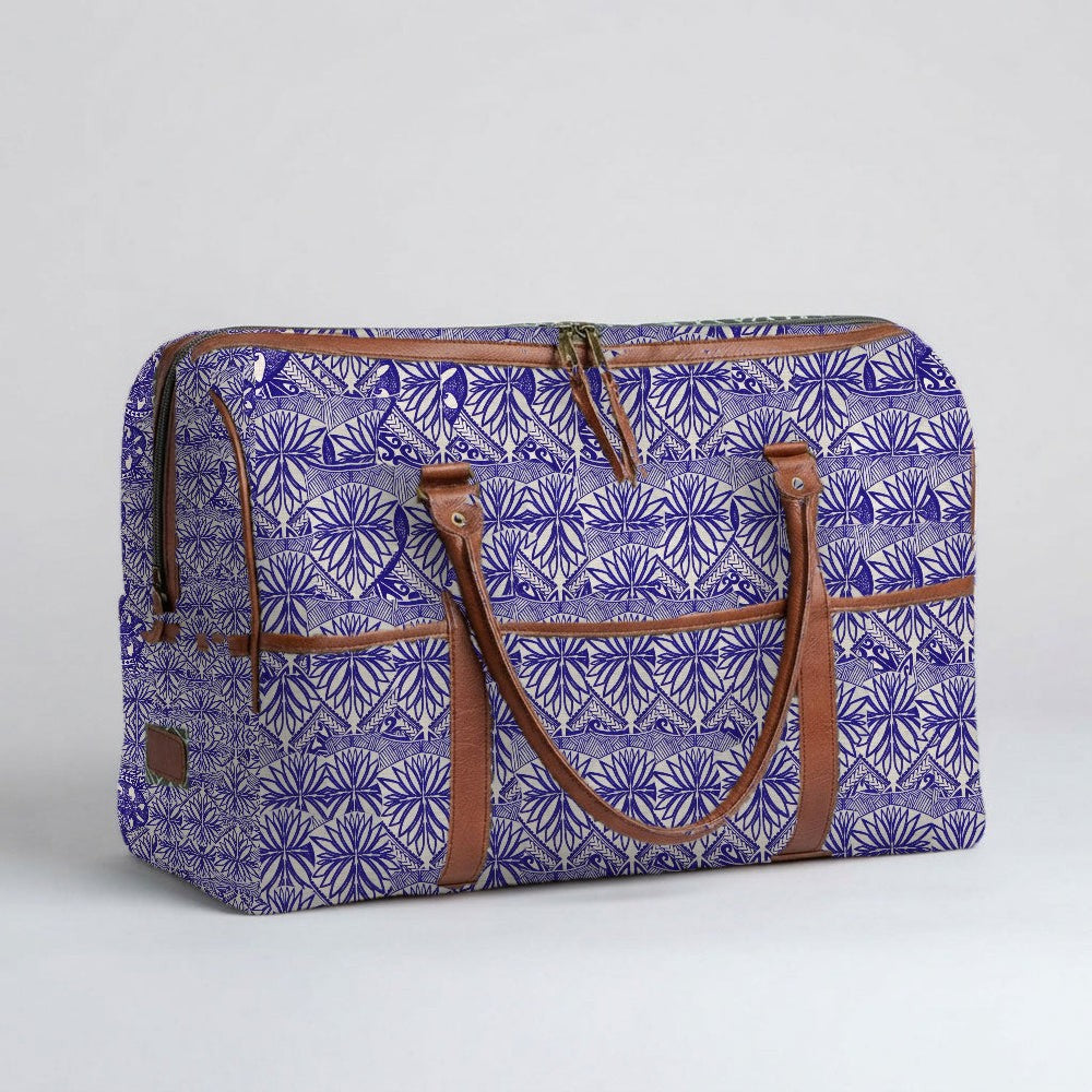 Mongoose Weekender Bag in Koru Indigo-Natural
