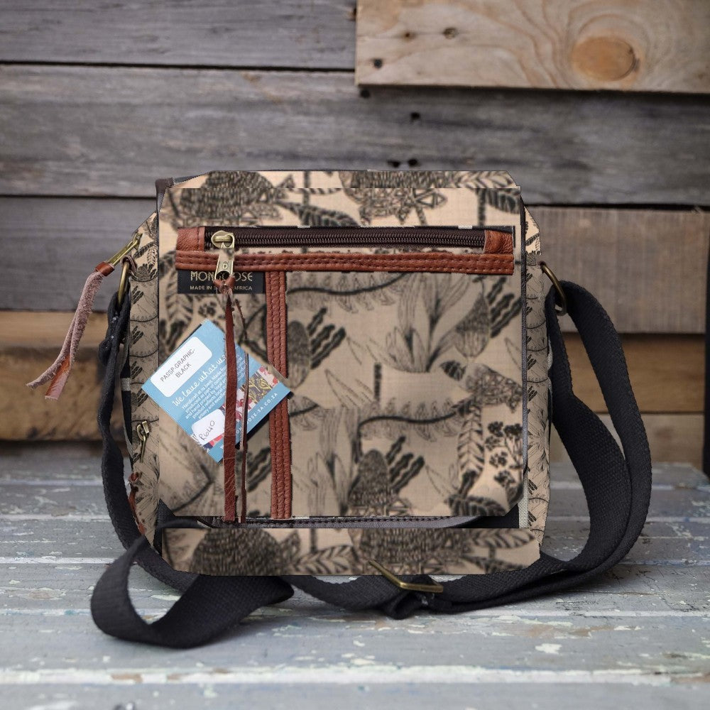 Mongoose Passport Cross Body Bag in Fynbos Charcoal-Natural