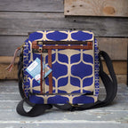 Mongoose Passport Cross Body Bag in Graphic Indigo-Natural