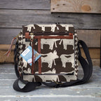 Mongoose Passport Cross Body Bag in Nguni Cream-Charcoal