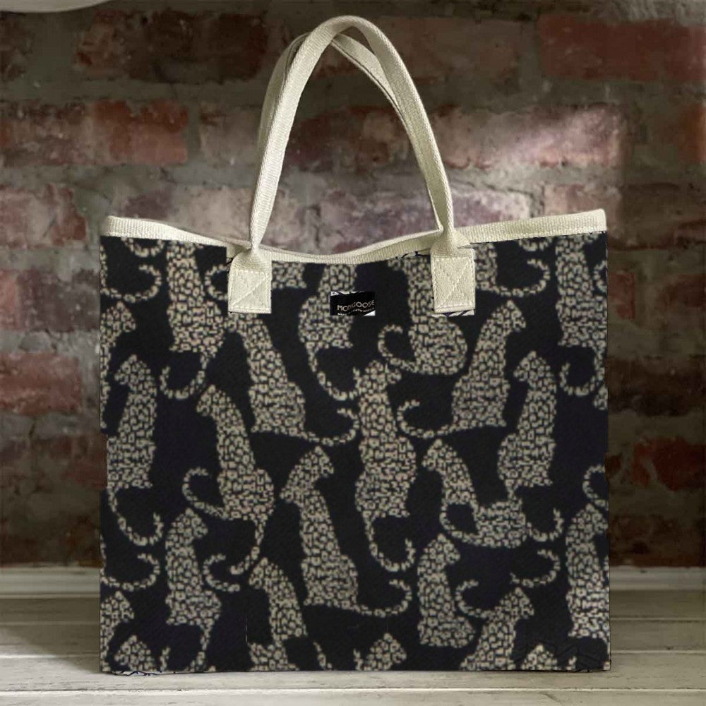 Mongoose Carry Beach Bag in Leopard Natural-Black