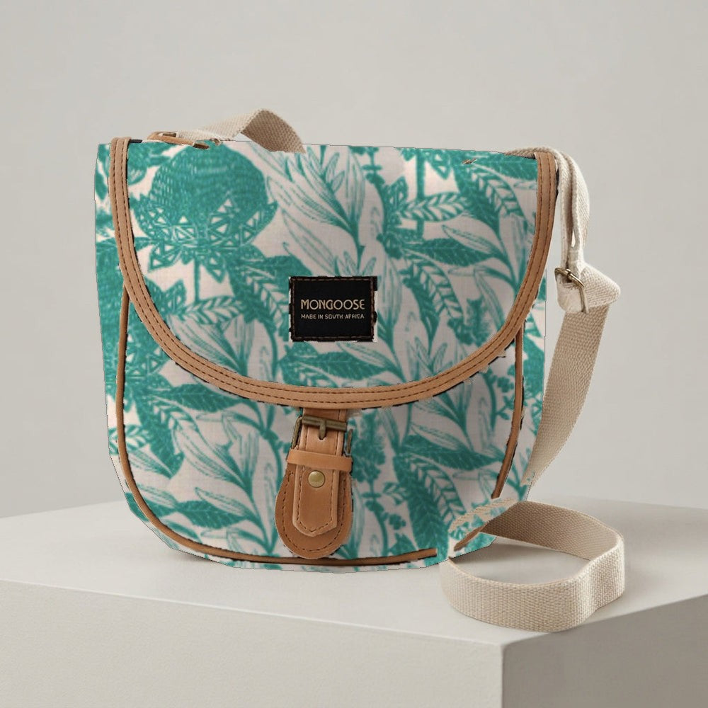Mongoose Pom Pom Bag in Fynbos Teal-Natural