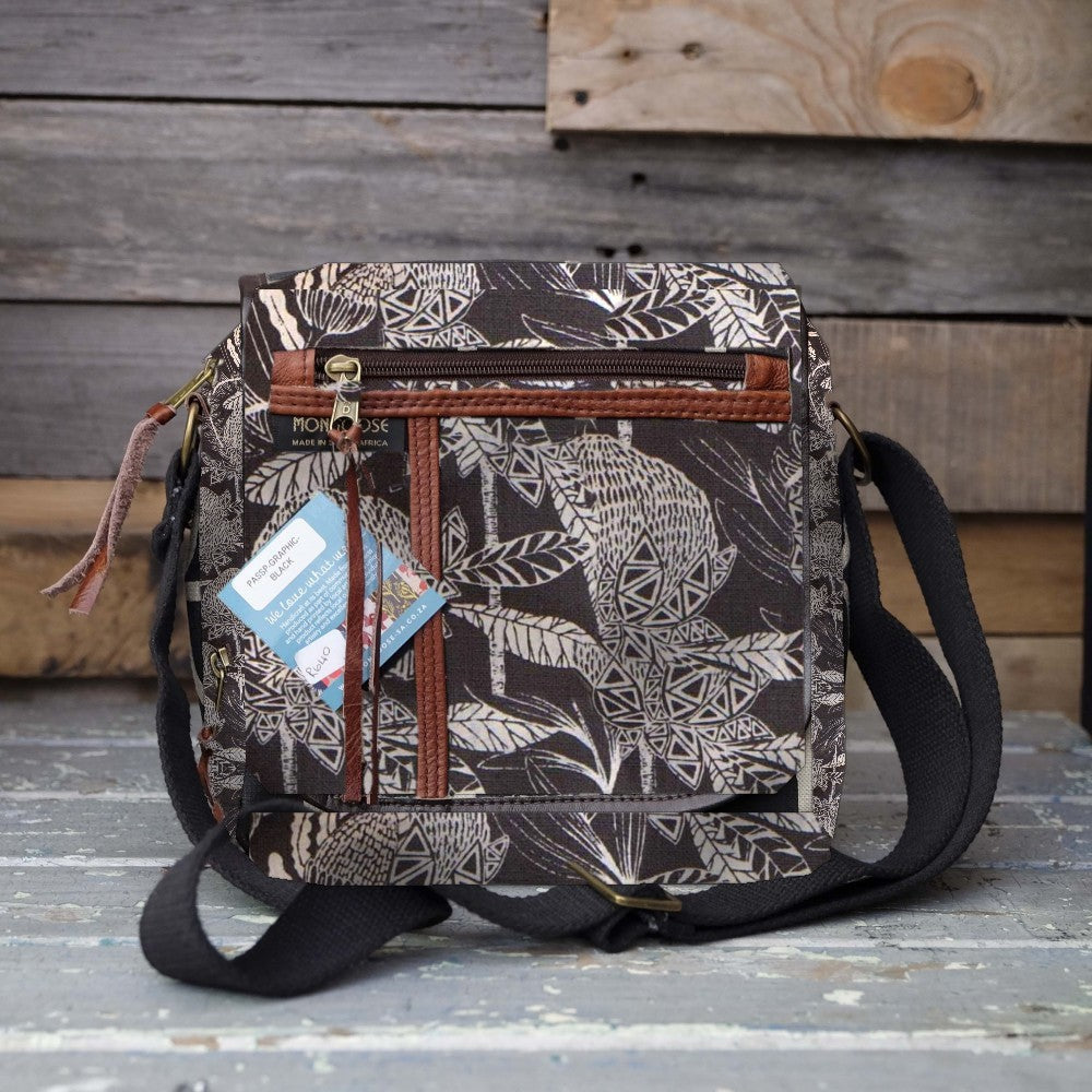 Mongoose Passport Cross Body Bag in Fynbos Cream-Charcoal