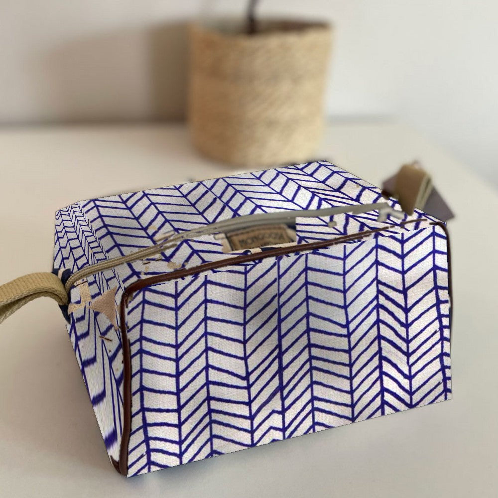 Mongoose Toiletry Bag in Fishbone Indigo-Natural