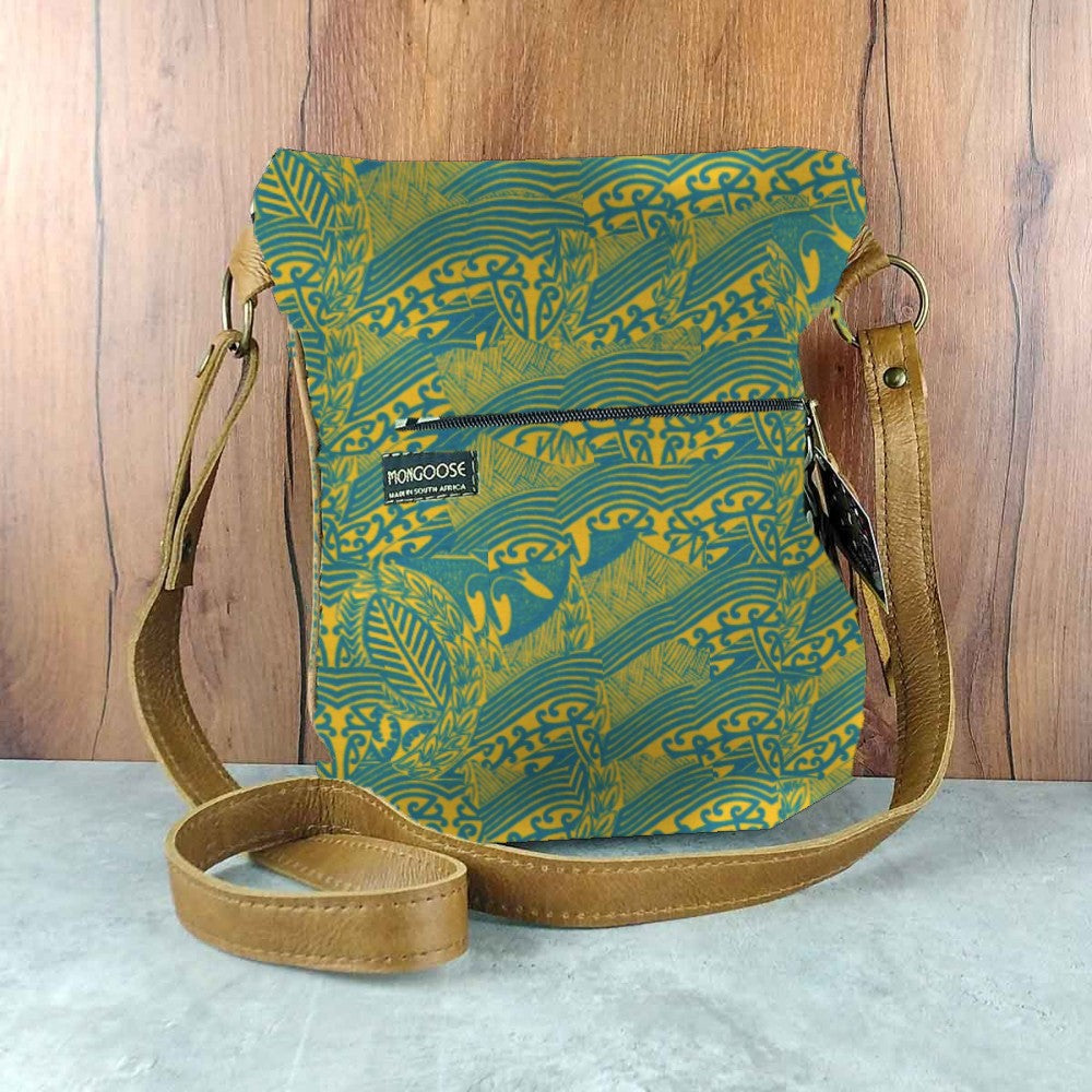 Mongoose Pouch Bag in Koru Teal-Mustard