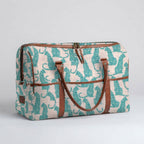 Mongoose Weekender Bag in Leopard Teal-Natural