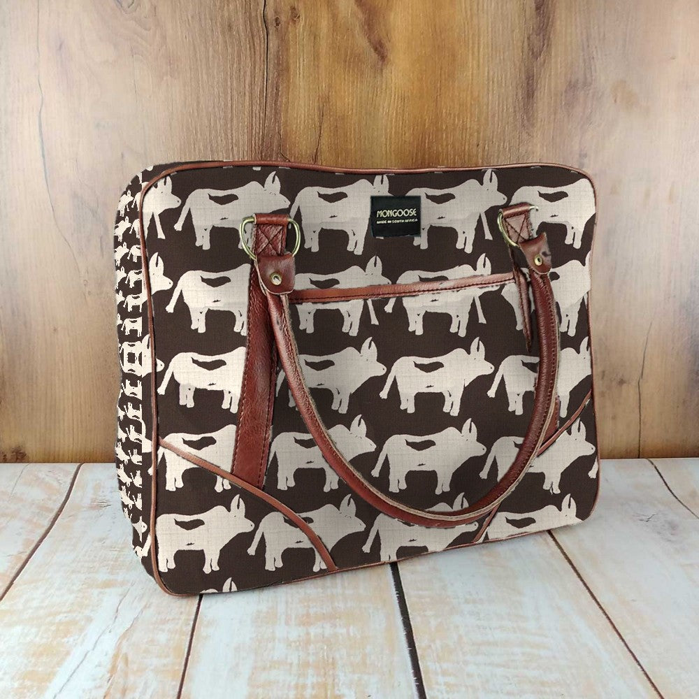 Mongoose Large Day Bag in Nguni Cream-Charcoal