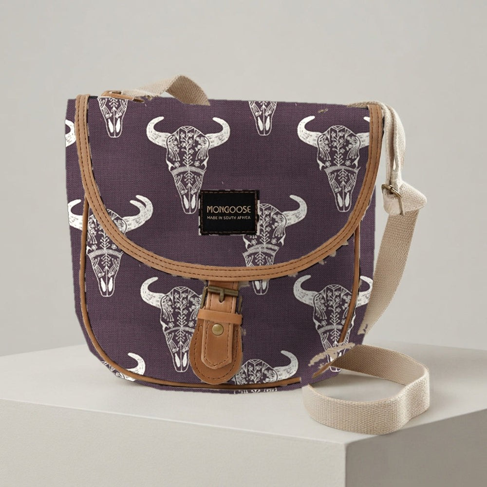 Mongoose Pom Pom Bag in Skull Cream-Charcoal