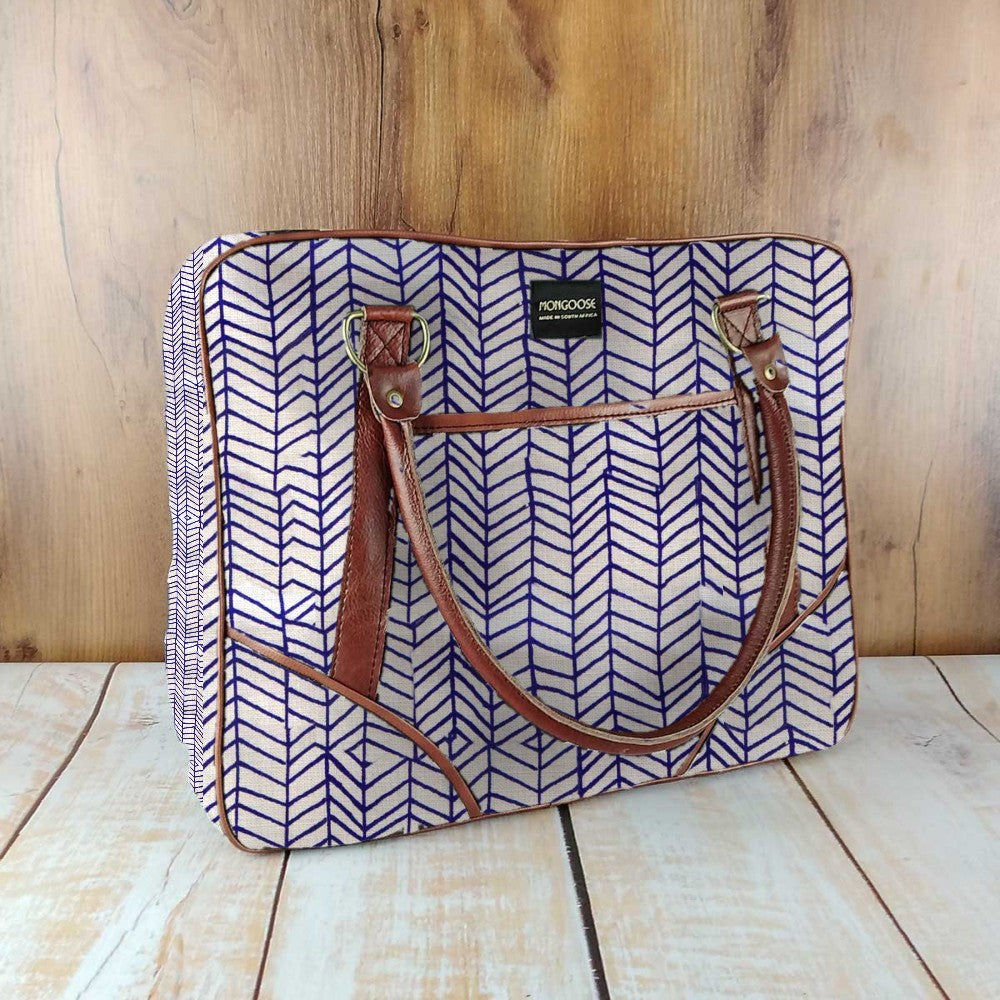 Mongoose Large Day Bag in Fishbone Indigo-Natural
