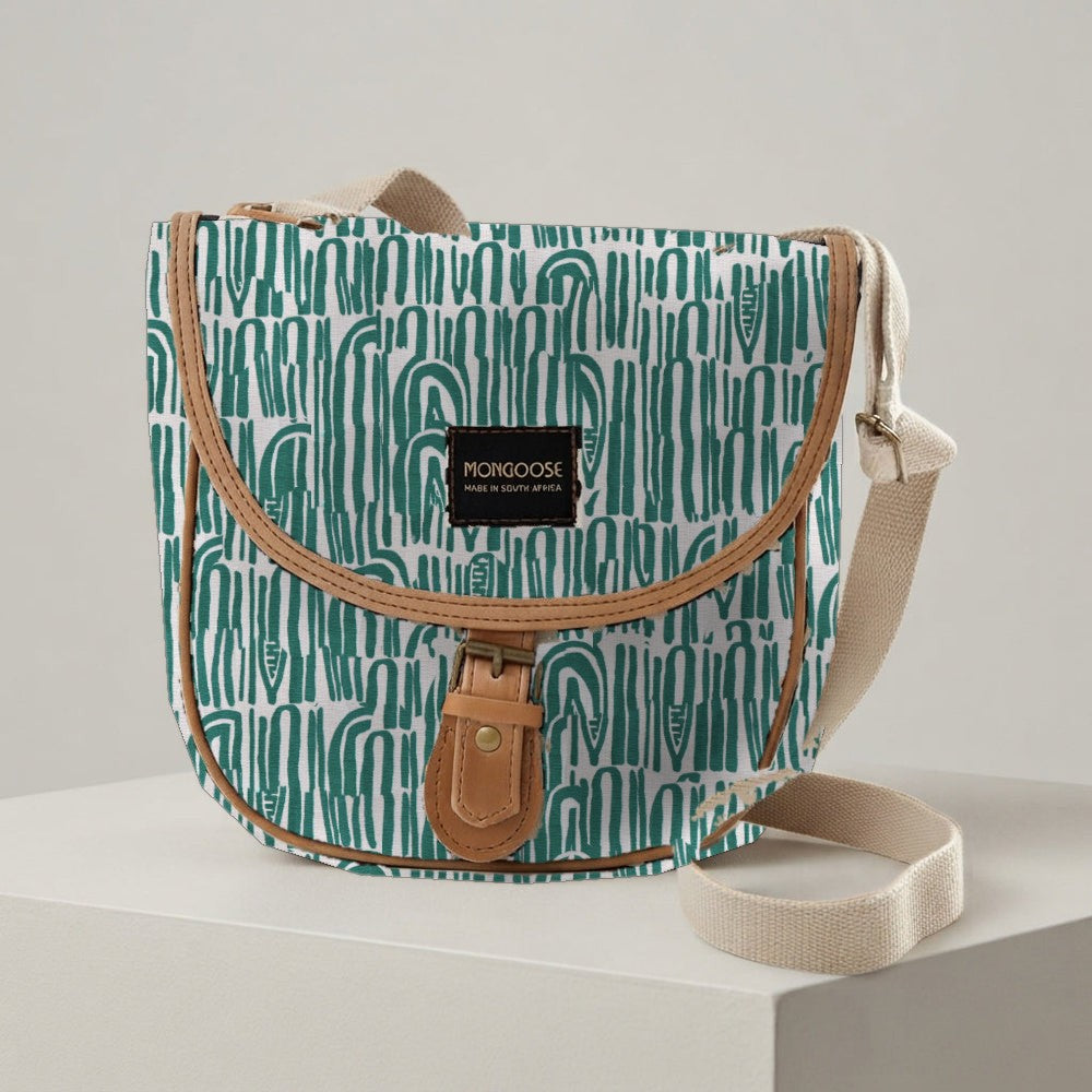 Mongoose Pom Pom Bag in Seeds Green-Natural