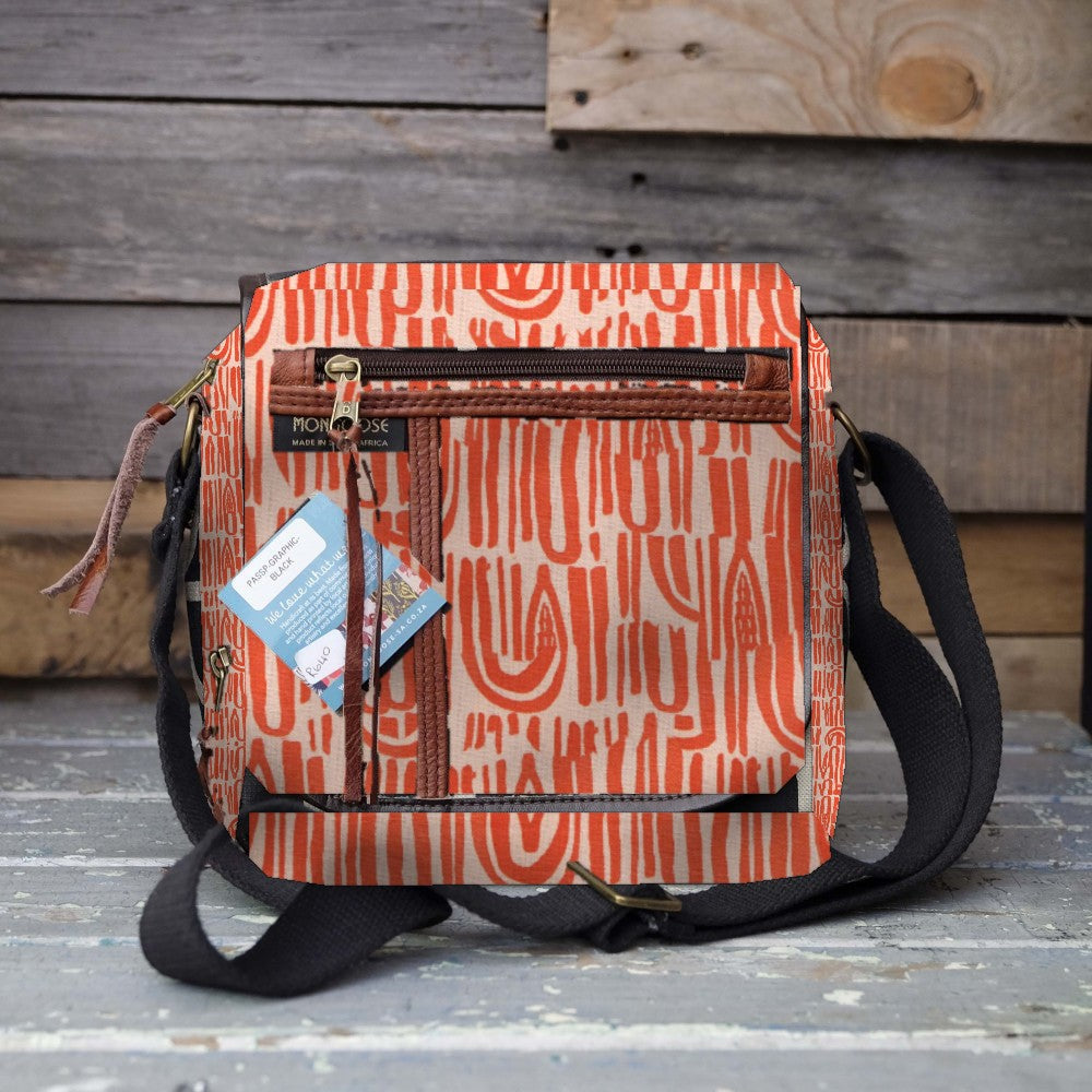 Mongoose Passport Cross Body Bag in Seeds Terracotta-Natural