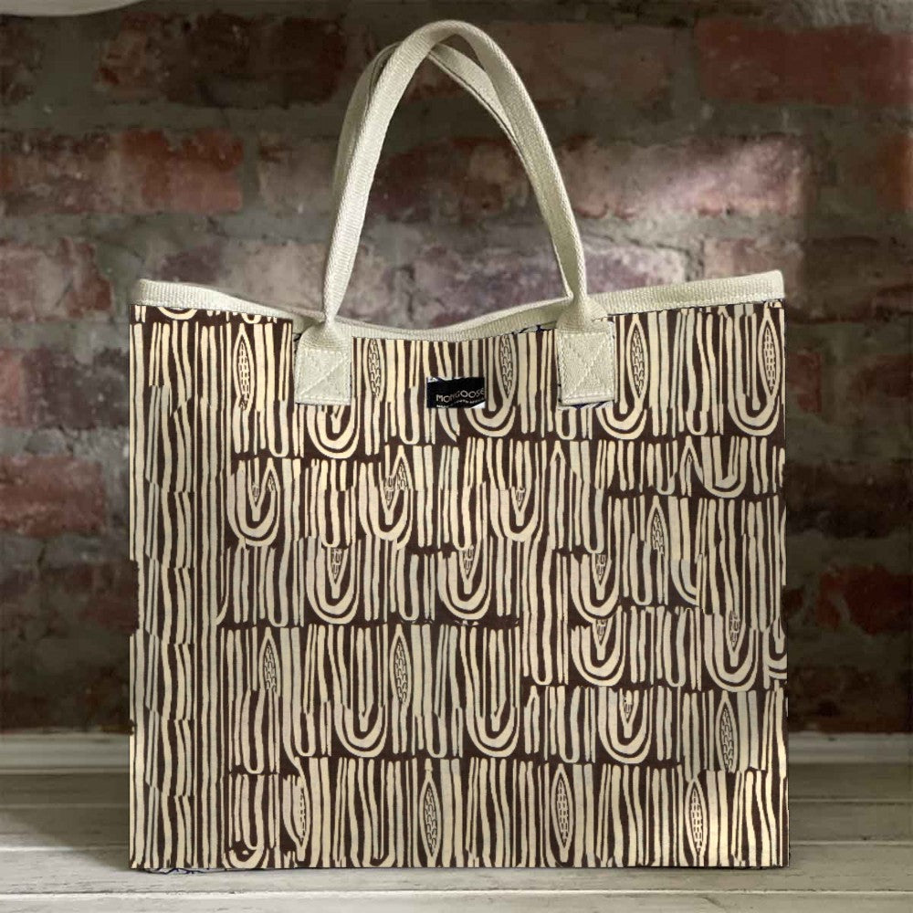 Mongoose Carry Beach Bag in Seeds Ivory-Charcoal
