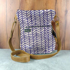 Mongoose Pouch Bag in Fishbone Indigo-Natural