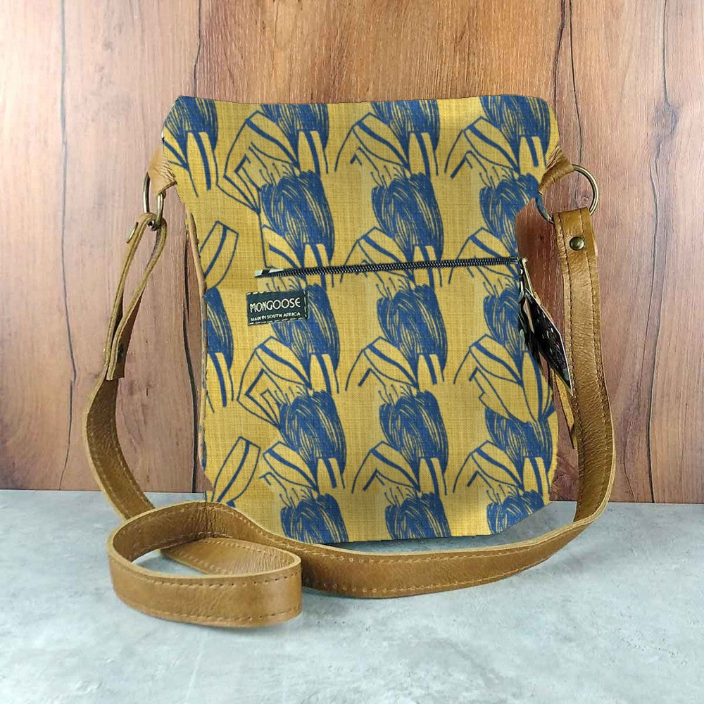 Mongoose Pouch Bag in SugarBush Teal-Mustard