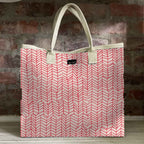 Mongoose Carry Beach Bag in Fishbone Red-Natural
