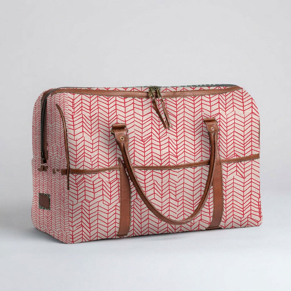 Mongoose Weekender Bag in Fishbone Red-Natural