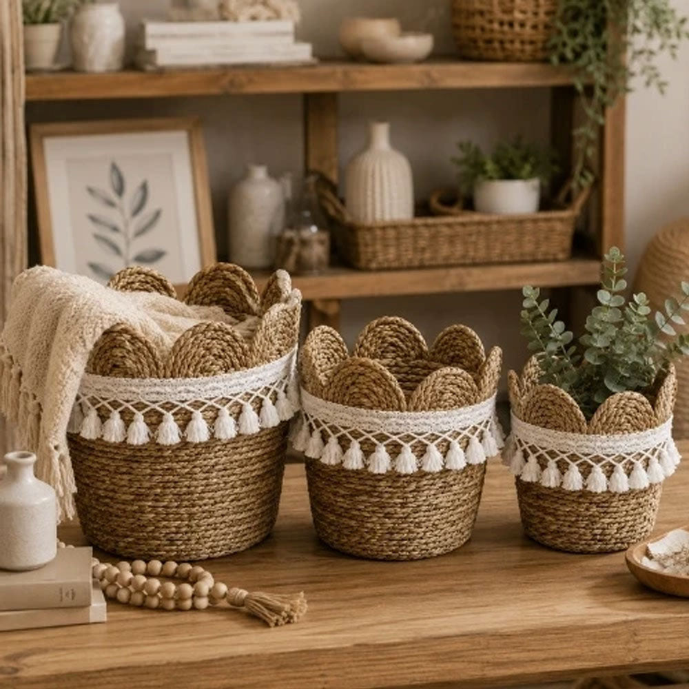 Scalloped Boho Woven Baskets – view 2