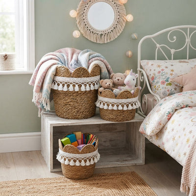 Scalloped Boho Woven Baskets