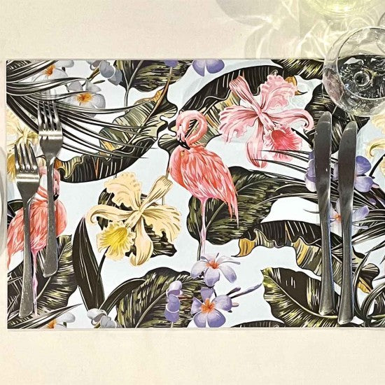 Disposable Placemats – Flamingo Floral
