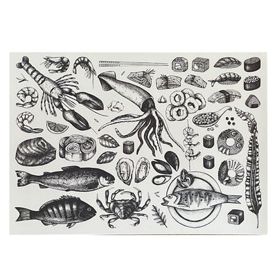 Disposable Placemats – Seafood Illustations