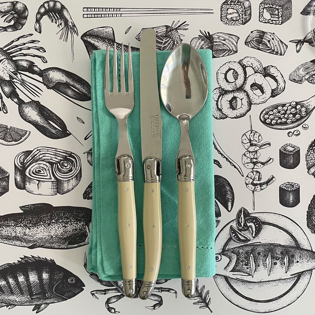 Disposable Placemats – Seafood Illustations – view 2