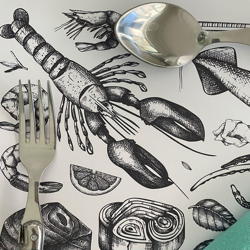 Disposable Placemats – Seafood Illustations – view 3