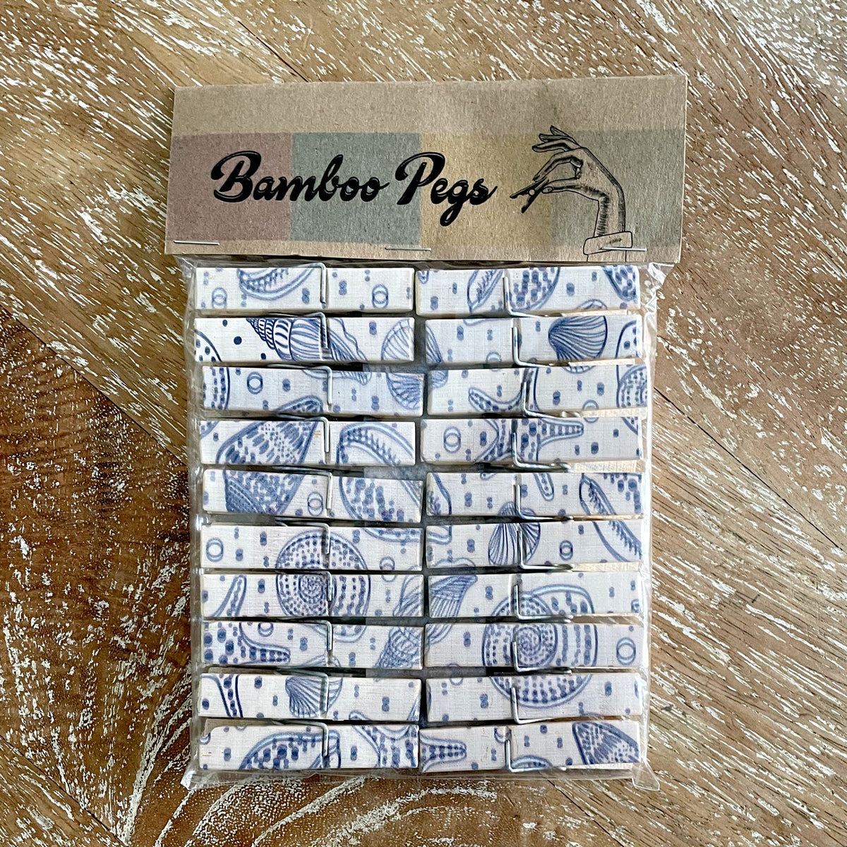 Bamboo Pegs – Seaside Shells