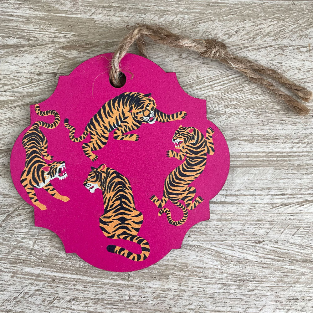 Wooden Gift Tag – Pink Tiger