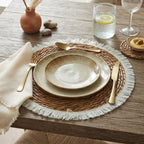 Woven Placemats – White Fringe – view 2