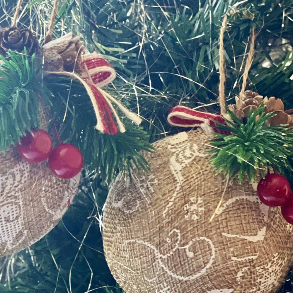 Christmas Baubles – Decorated Hessian – view 3