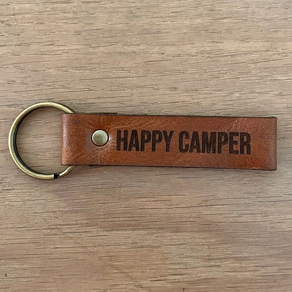 Leather Keyring – Happy Camper