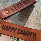 Leather Keyring – Happy Camper – view 2