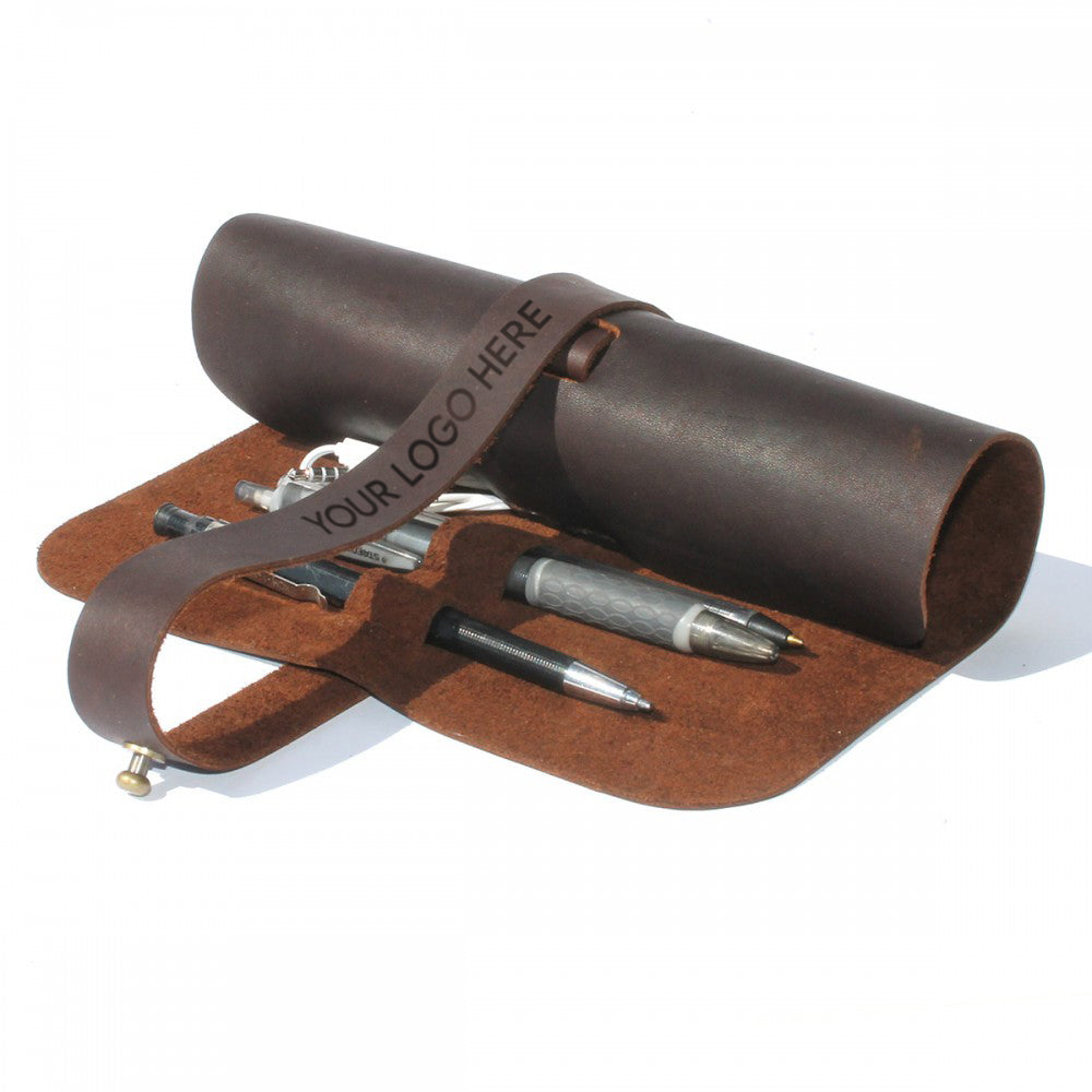 Branded Leather Roll-up Cable Organiser – view 3