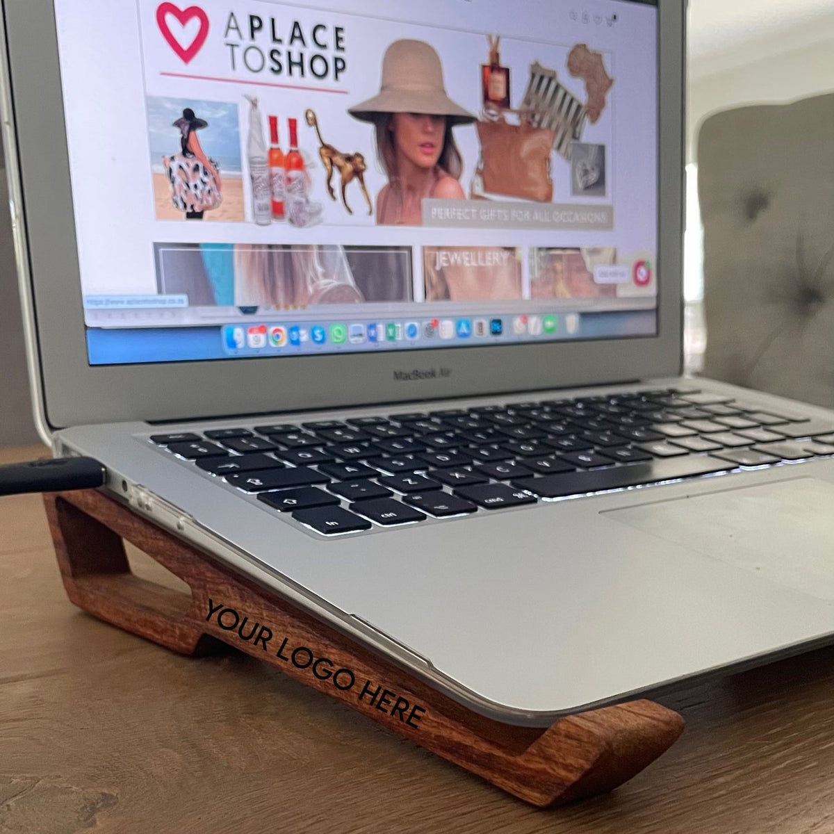 Branded Laptop Risers – Wood
