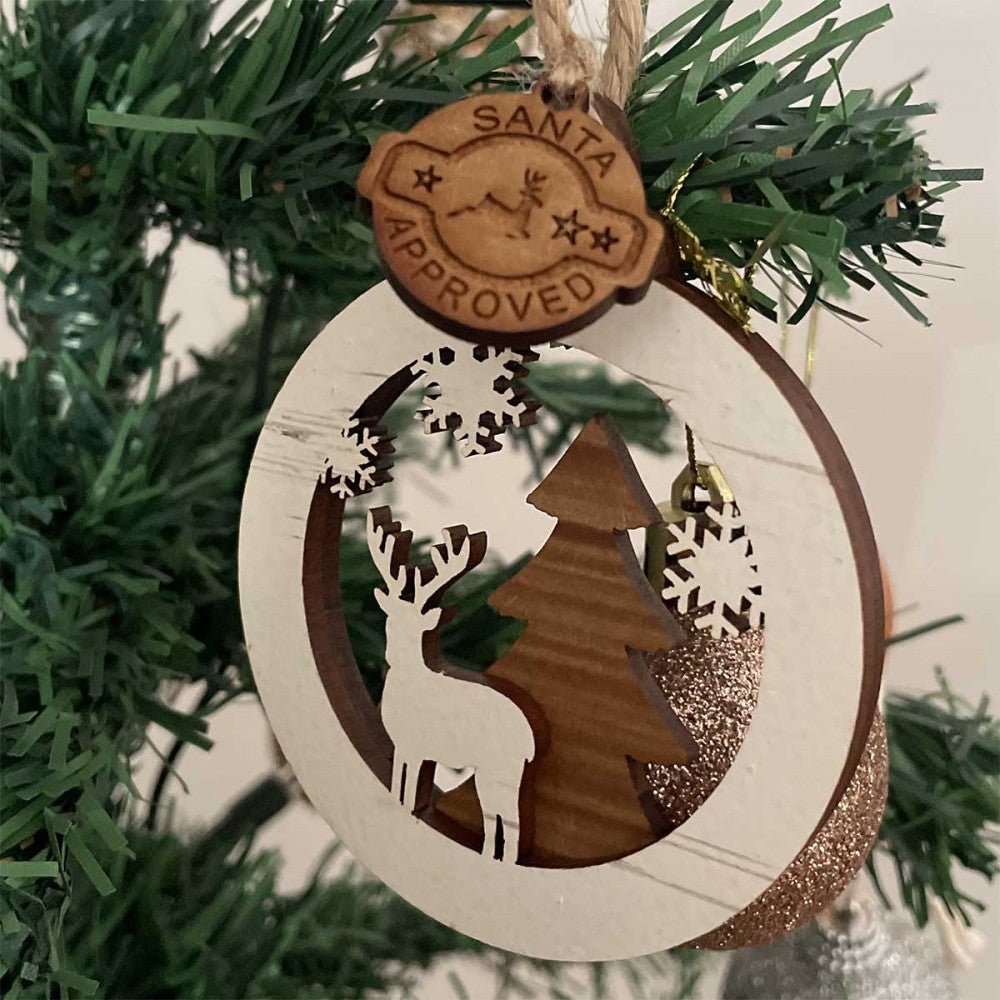Layered Christmas Bauble – Reindeer Forest – view 3