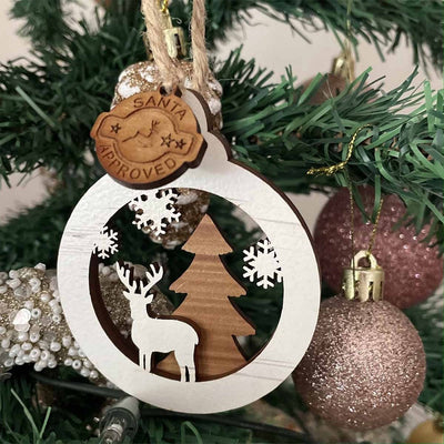 Layered Christmas Bauble – Reindeer Forest