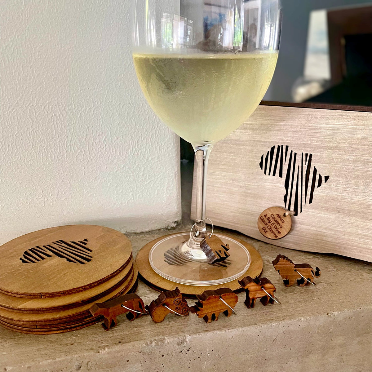 Africa Coasters & Wine Glass Charms – Big 5