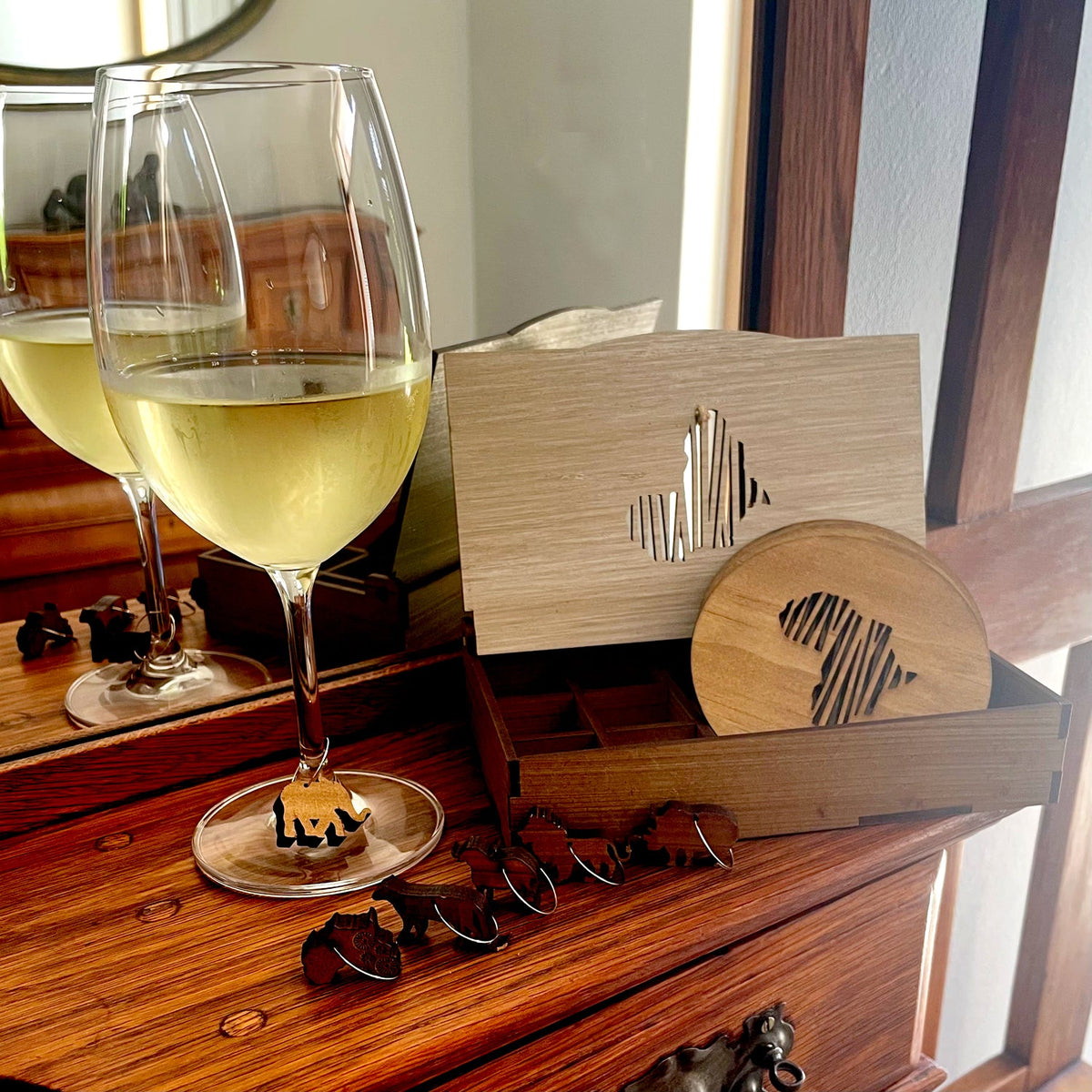 Africa Coasters & Wine Glass Charms – Big 5 – view 4