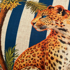 Cushion Cover – Leopard Palm – Indigo Stripe – view 5