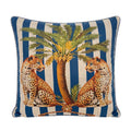 Cushion Cover – Leopard Palm – Indigo Stripe